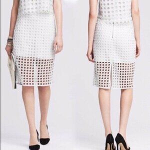 Banana Republic Womens White Eyelet Circle Pencil Skirt Size 10